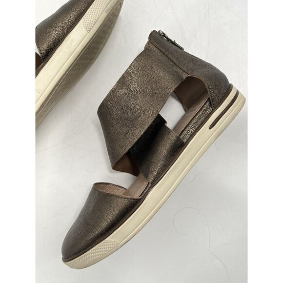 Eileen Fisher Sport Gold Brown Metallic Leather Suede Flats Sz 6.5 - Picture 3 of 9